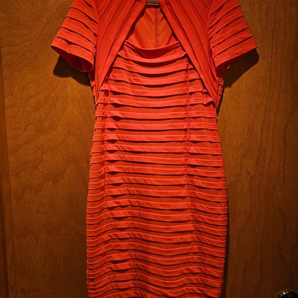 London Times Coral Window Pane Dress - Sz 10